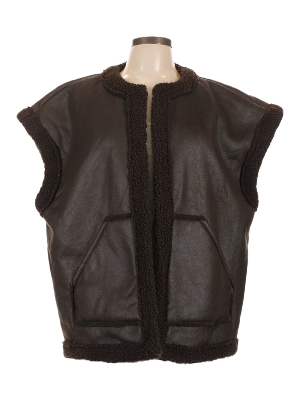 NWT Future Collective Reese Blutstein Faux Shearling Vest Brown L